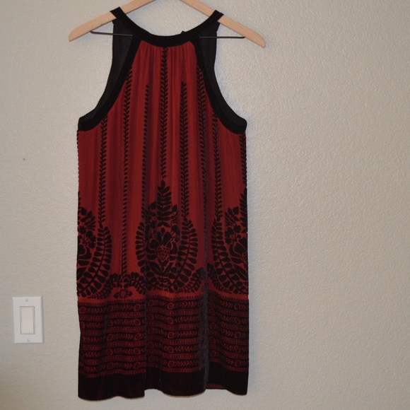 Studio M Velvet Flocked Halter Cocktail Dress Sz S - Picture 3 of 5